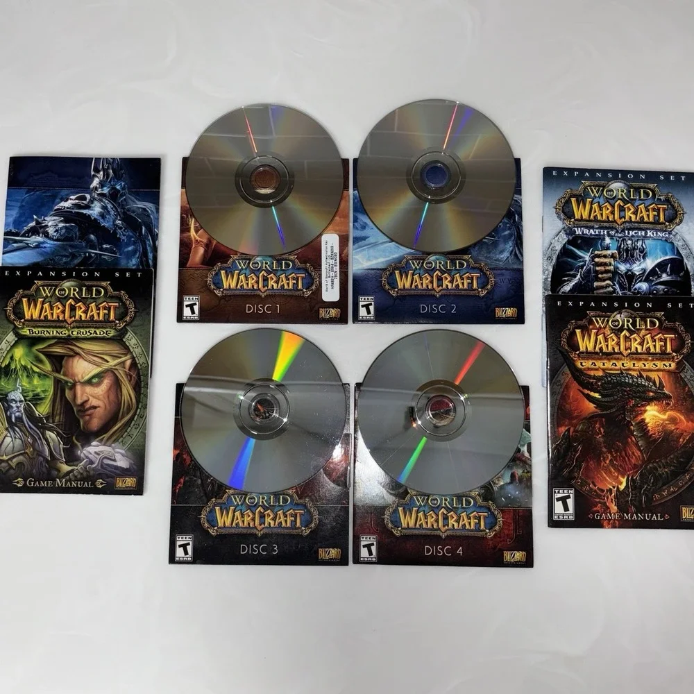 World of Warcraft PC Game Expansion Lot Plus Manual Books